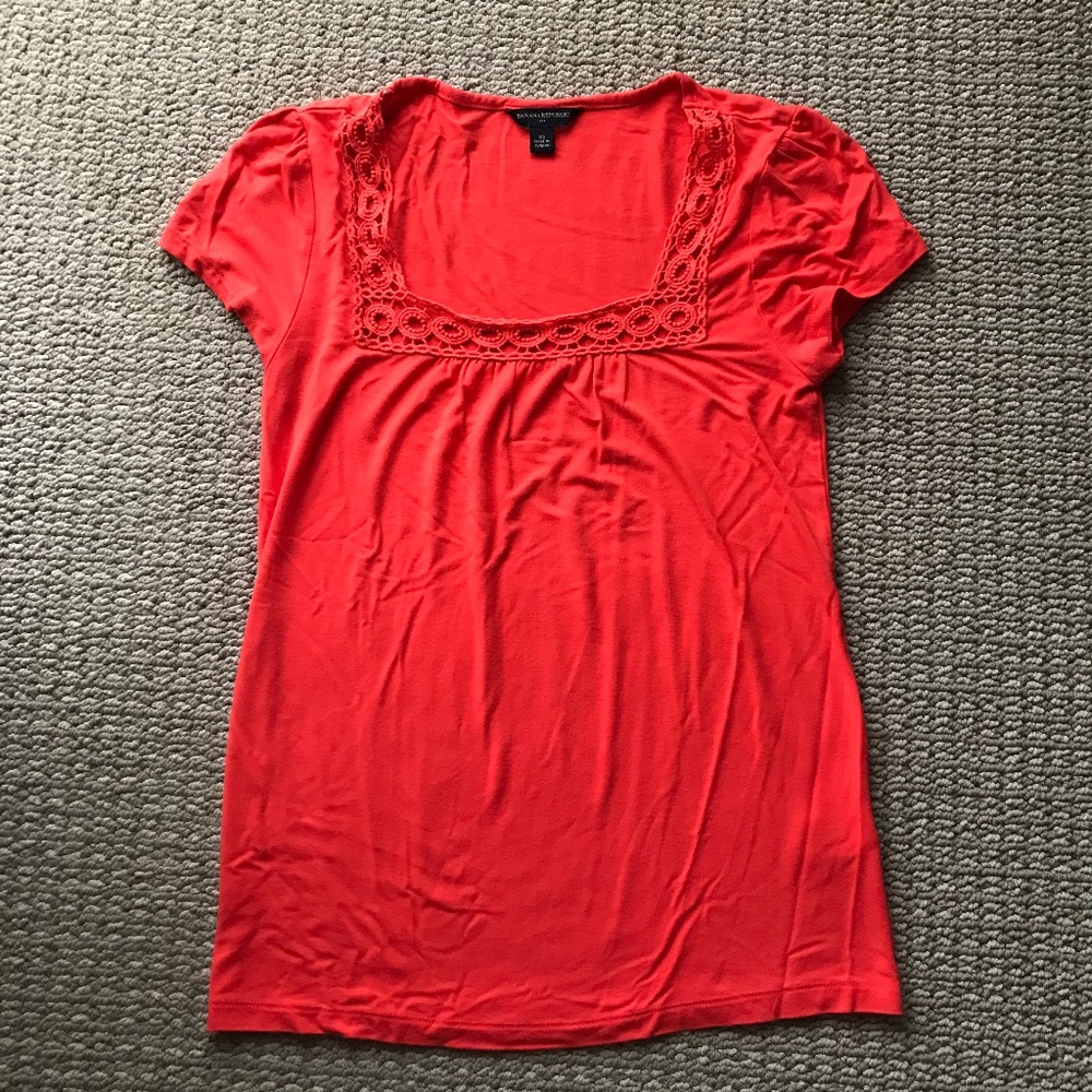 Banana republic crochet square neck top